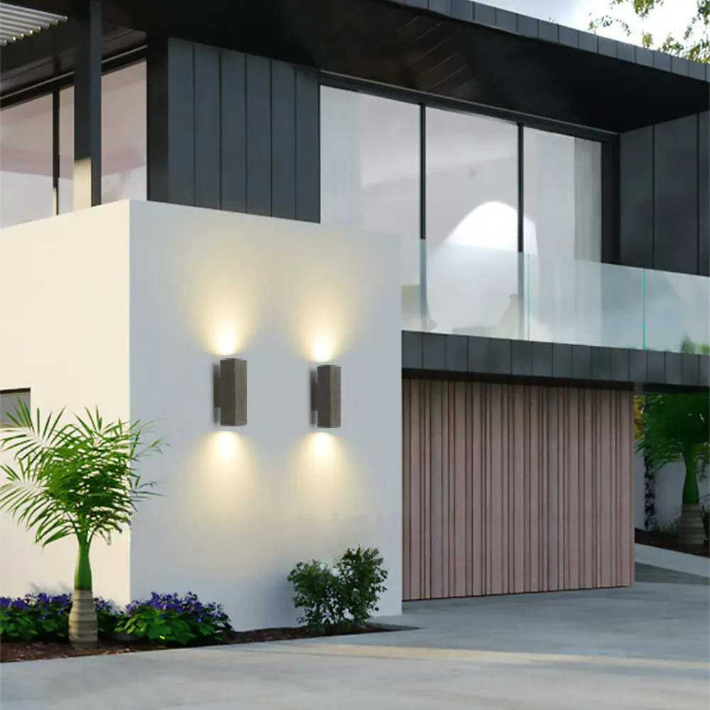 Ray Minimalist Square LED Outdoor Wall Lamp Cement Garden Corridor Balcony