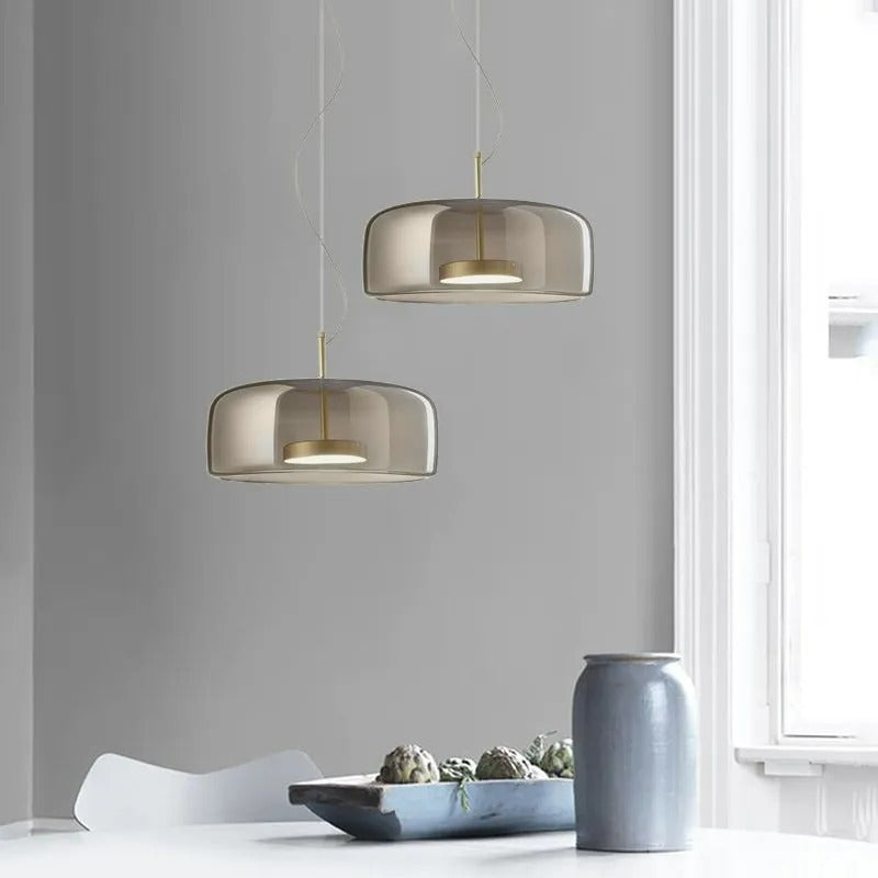Valentina Minimalist Cylindrical /Glass Pendant Light, Kitchen