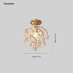 Kristy Luxury Globe Crystal Semi-Flush Mount Ceiling Light, Brass