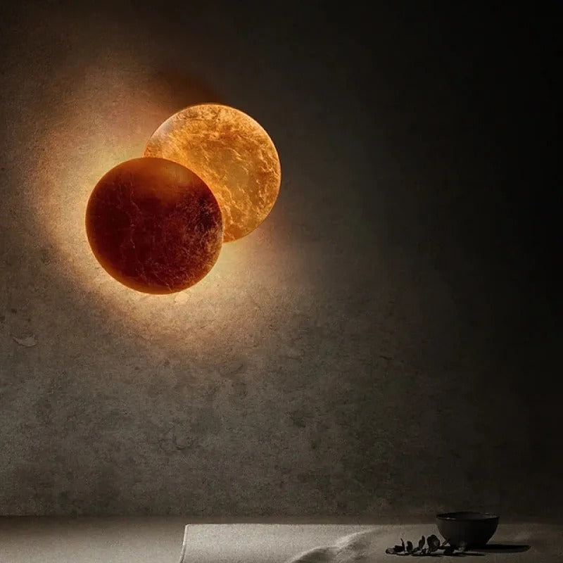 Aria Modern Minimalist Round Moon LED Indoor Wall Lamp Bedroom Living Room