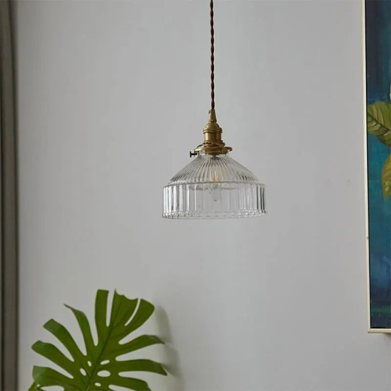 Arisha Pendant Light Dome Vintage Glass Brass Dining Room