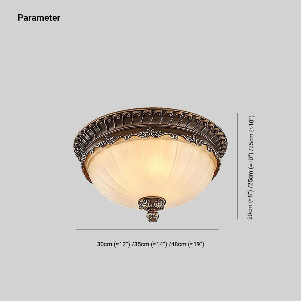 Arisha Retro Semicircular /Glass Flush Mount Ceiling Light, Bronze
