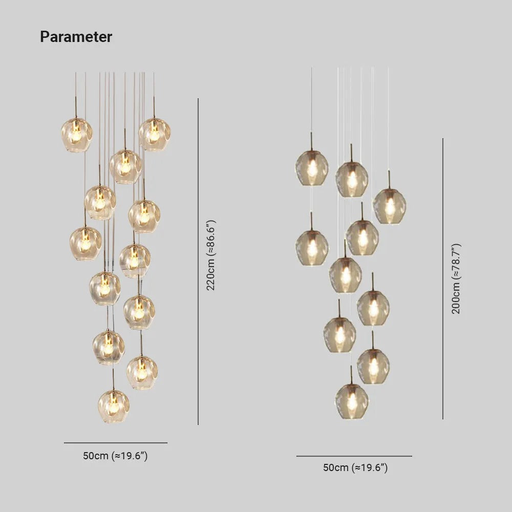 Valentina Modern Ball Glass Chandelier Living Room Staircase