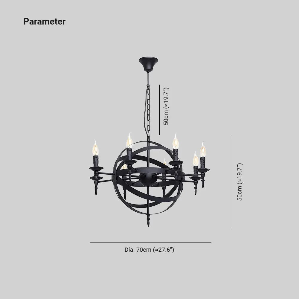 Silva Retro Candle LED Chandelier Glass Black Dining Room