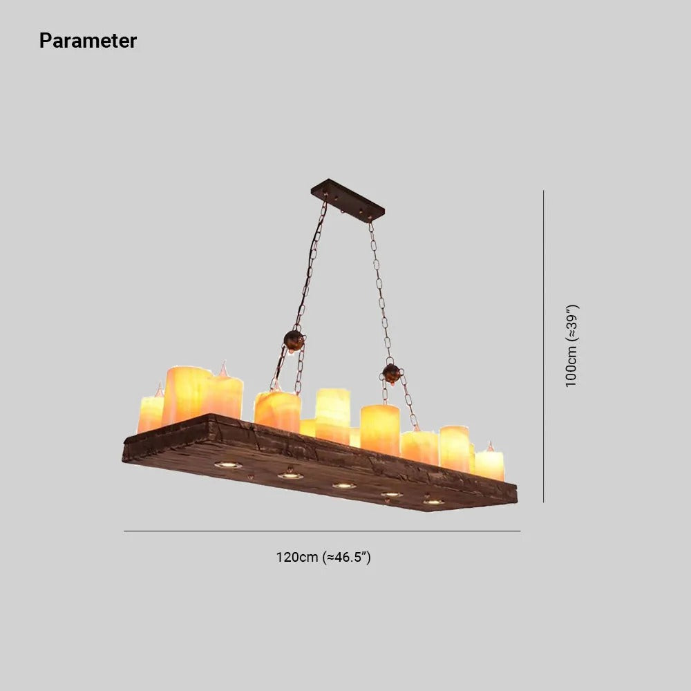 Epoch Candle /Glass/Wood Chandelier