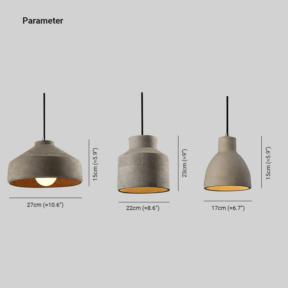 Avi Modern Dome Cement Pendant Light Gray Living Room