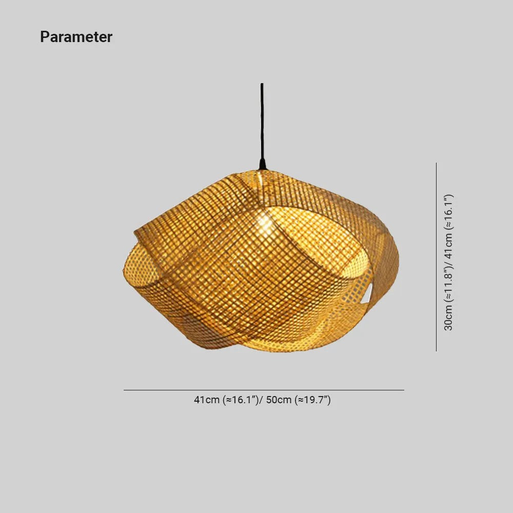 Ritta Modern Twist Rattan Pendant Light Wood Living Room