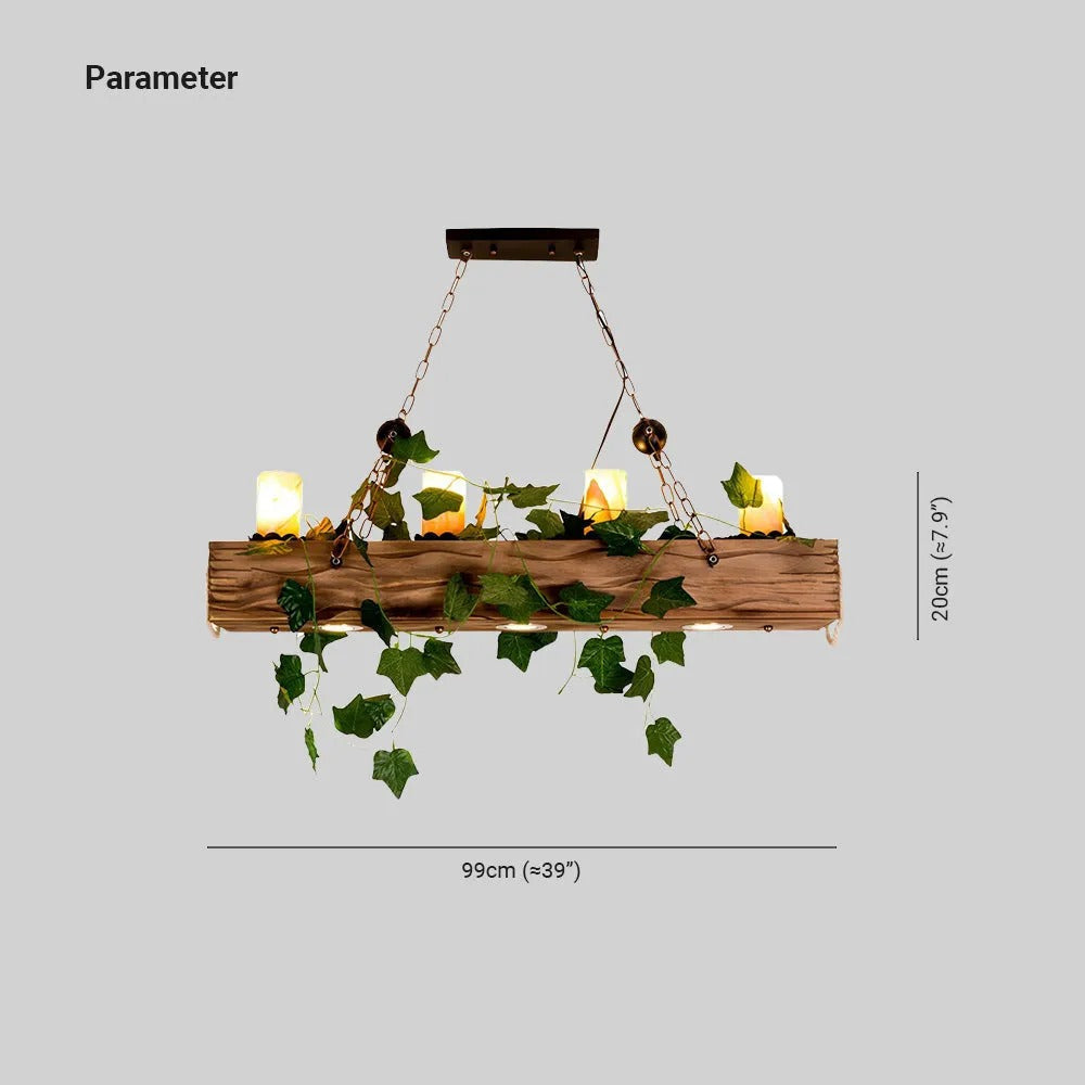 Epoch Rustic Linear Wood Pendant Light Dining Room