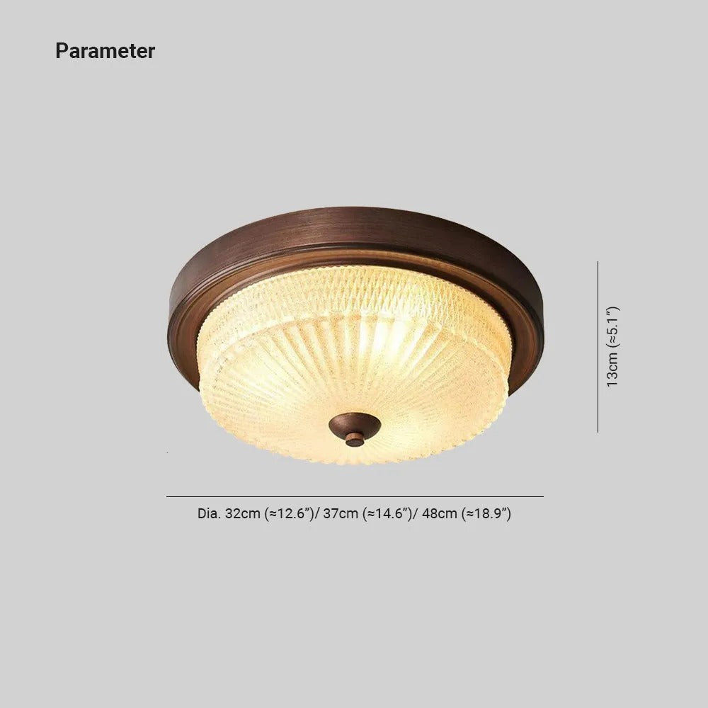 Silva Vintage Round Flush Mount Ceiling Light Glass Bedroom