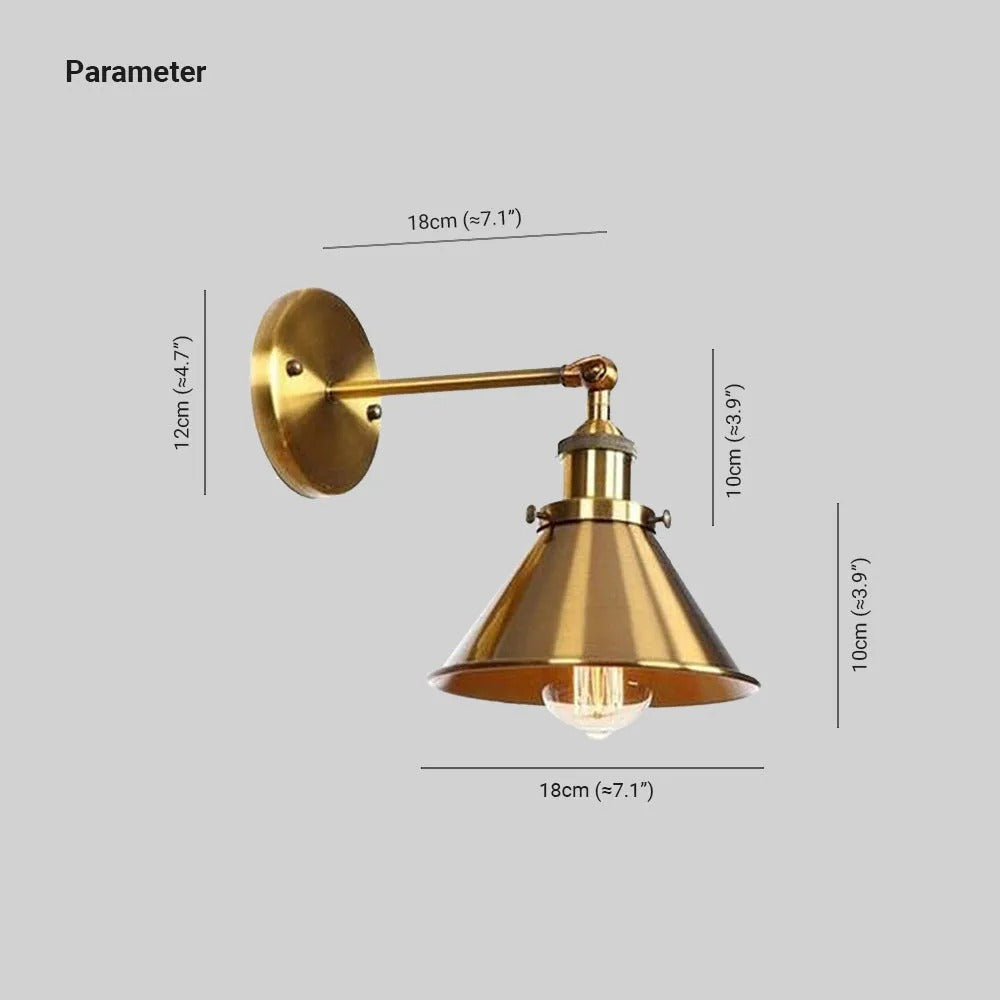 Epoch Industrial Vintage Cone Hanging Wall Lamp
