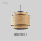Ritta Wabi Sabi Tri-Layer Cylindrical Rattan/ Pendant Light, Wooden