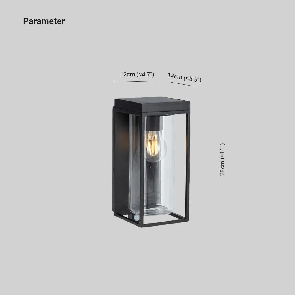 Ray Modern Rectangular Solar Waterproof Glass Outdoor Wall Lamp