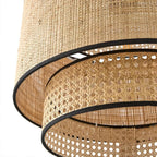 Ritta Wabi Sabi Tri-Layer Cylindrical Rattan/ Pendant Light, Wooden