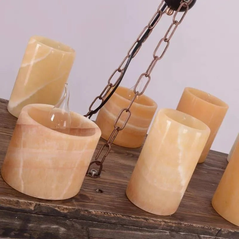 Epoch Candle /Glass/Wood Chandelier