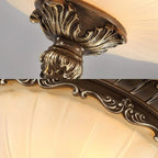 Arisha Retro Semicircular /Glass Flush Mount Ceiling Light, Bronze