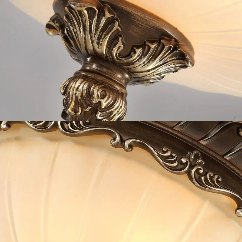 Arisha Retro Semicircular /Glass Flush Mount Ceiling Light, Bronze