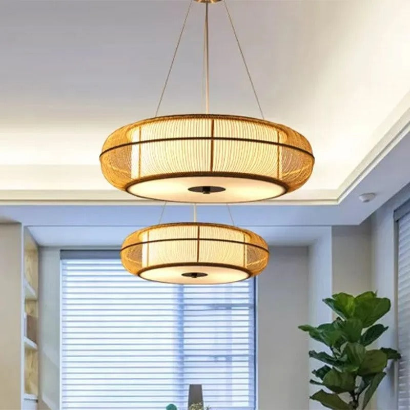 Muto Natural Basket Weave Wood/ Pendant Light