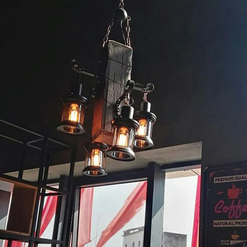 Epoch Industrial Lantern Glass Pendant Light