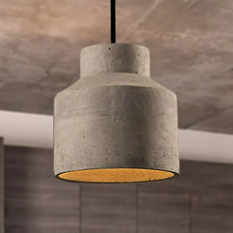 Avi Modern Dome Cement Pendant Light Gray Living Room