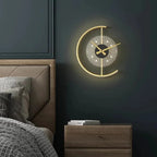 Arisha Modern Clock LED Indoor Wall Lamp Wood Living Room Bedroom Dining Room