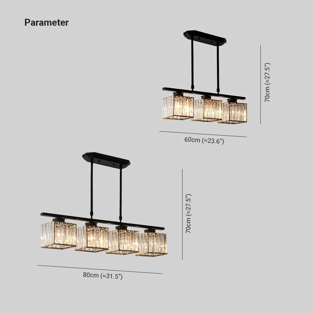 Kristy Crystal Square Pendant Light 3/4 Heads