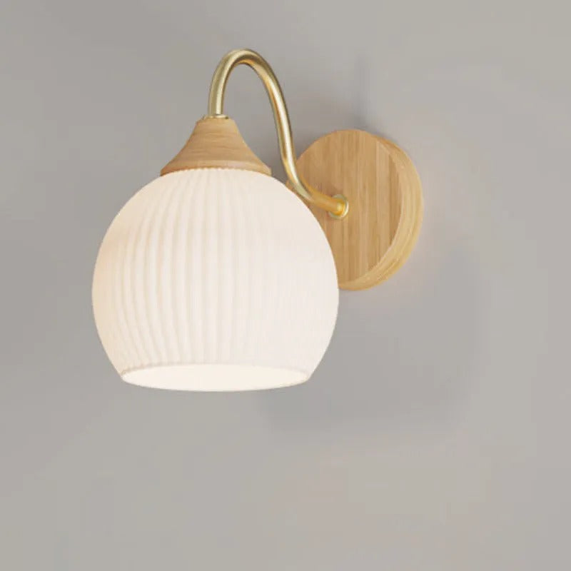 Muto Nordic Minimalist Indoor Wall Lamp Glass Wood Bedroom Balcony