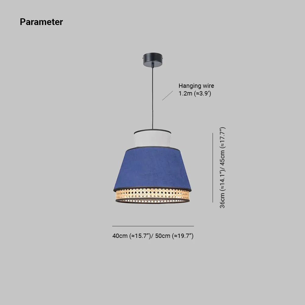 Ritta Fabric/Rattan Pendant Light, 2 Style