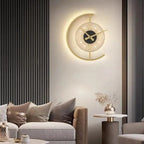 Arisha Modern Clock LED Indoor Wall Lamp Wood Living Room Bedroom Dining Room