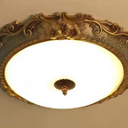 Tiffany Flush Mount Ceiling Light, Brass/Resin - image 6
