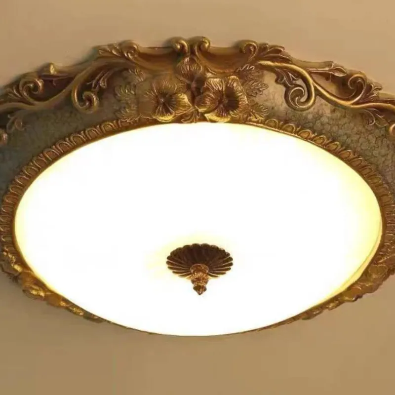Tiffany Flush Mount Ceiling Light, Brass/Resin - image 6