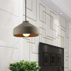 Avi Modern Dome Cement Pendant Light Gray Living Room