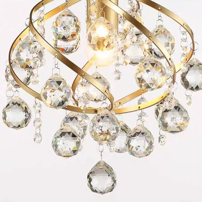 Kristy Luxury Globe Crystal Semi-Flush Mount Ceiling Light, Brass