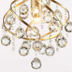 Kristy Luxury Globe Crystal Semi-Flush Mount Ceiling Light, Brass
