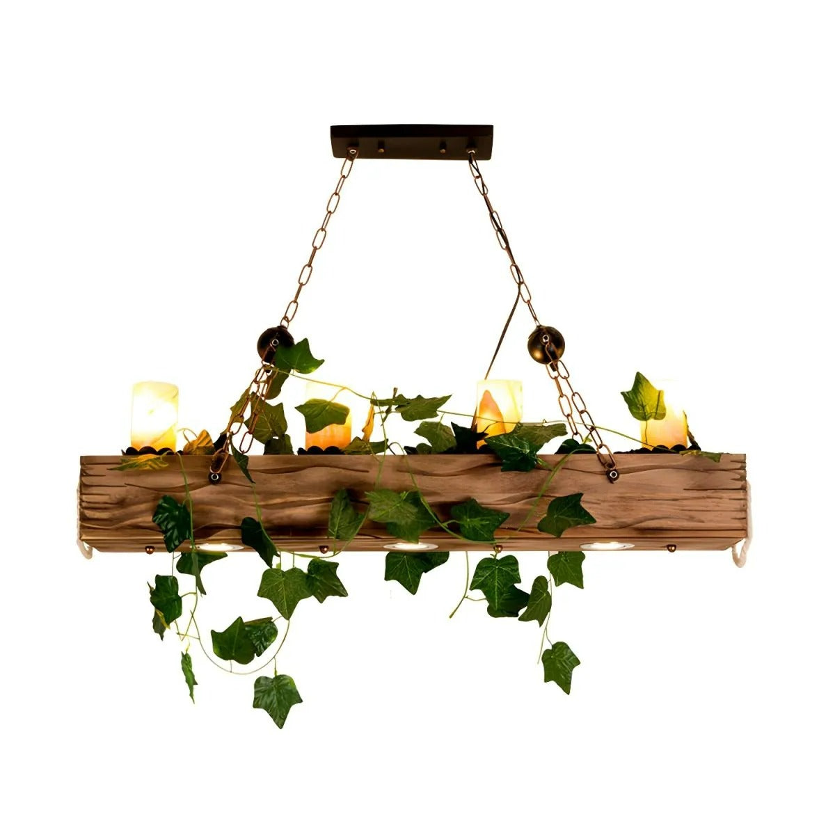 Epoch Rustic Linear Wood Pendant Light Dining Room