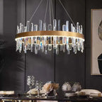 Kristy Modern Crystal Ring Chandelier, Stainless Steel & Crystal