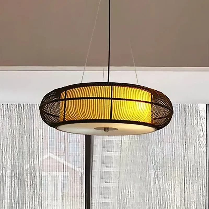 Muto Natural Basket Weave Wood/ Pendant Light