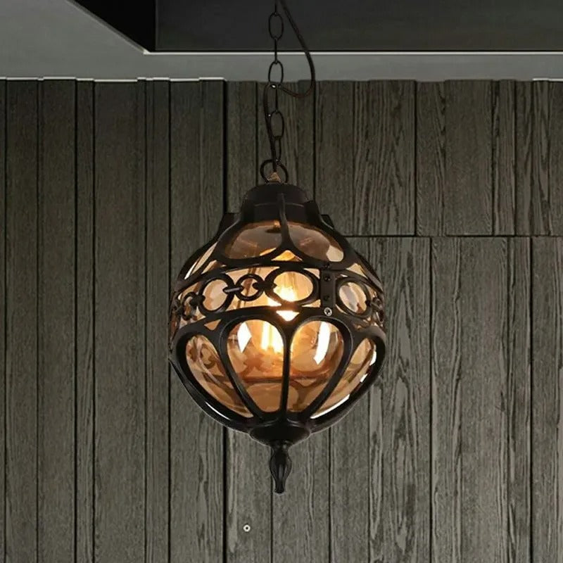 Epoch Loft Sphere Vintage Farmhouse Rustic Pendant Light Black Bronze Dining Room