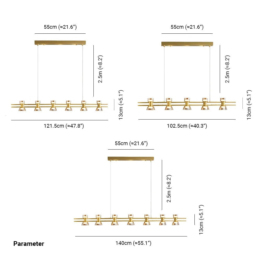 Arisha Modern Linear Linear Pendant Lamp Golden