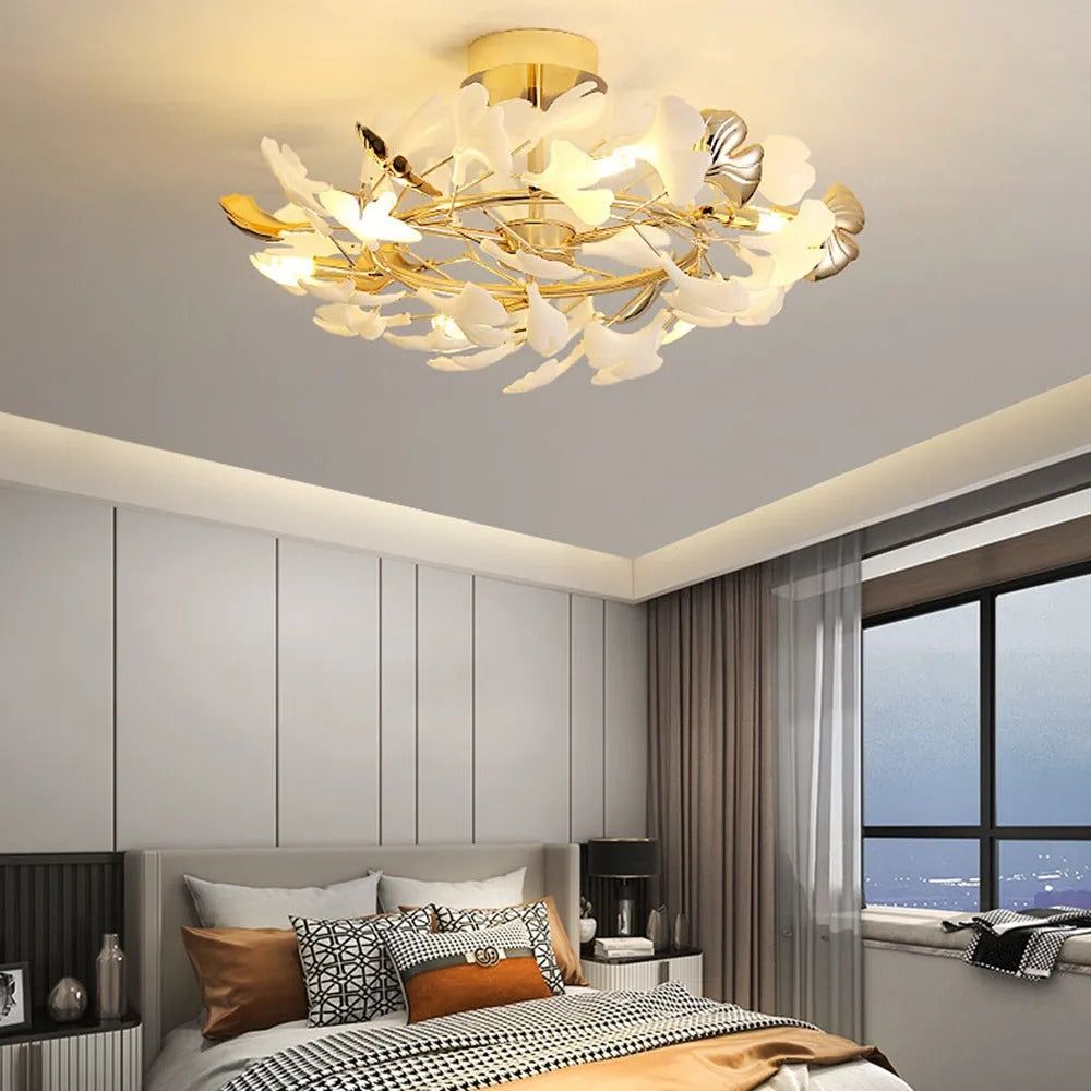 Olivia Elegant Leaf Ceramic Flush Mount Ceiling Light