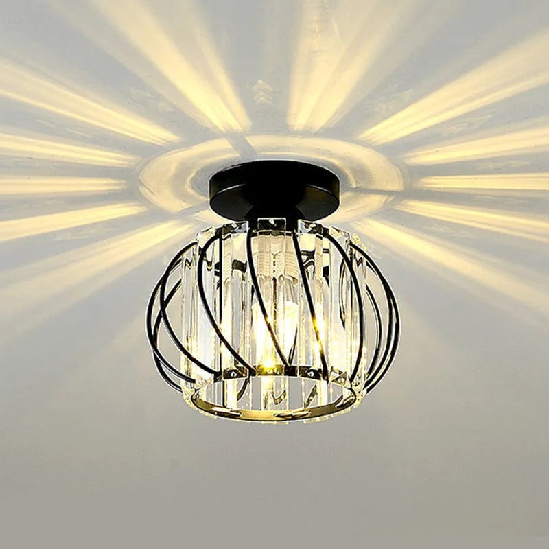 Modern Globe Crystal Cage Ceiling Light
