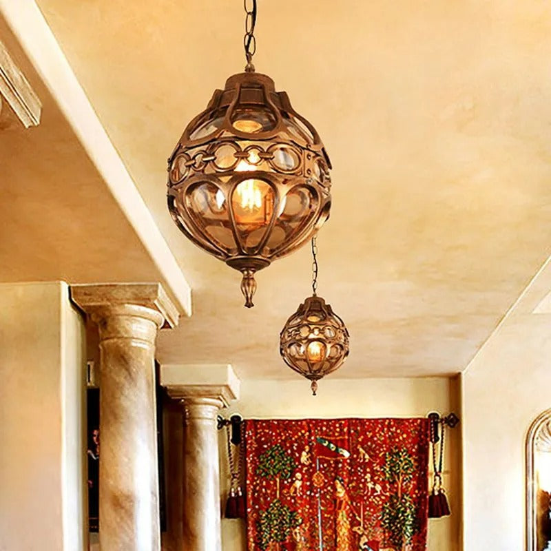 Epoch Loft Sphere Vintage Farmhouse Rustic Pendant Light Black Bronze Dining Room
