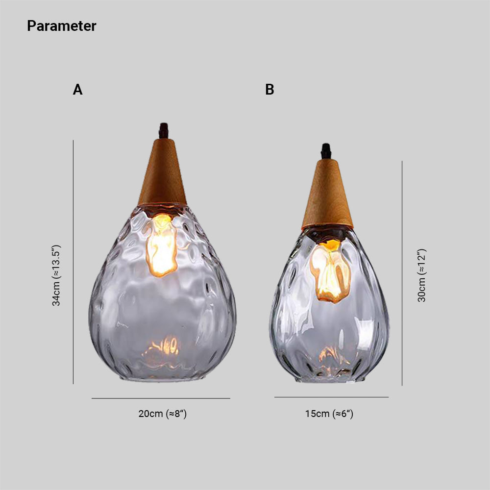 Avi Vintage Teardrop Pendant Light, Glass/Wood - image 4