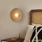 Aria Modern Round Indoor Wall Lamp Wood Bedroom Living Room